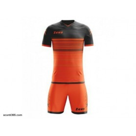 Zeus Completo Maglietta+Pantaloncino Elio, Calcio -Art. KITELIO-ARAFL/NER (Arancio Fluo/Nero)