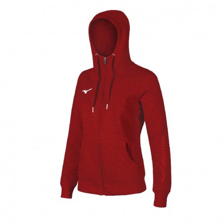 Mizuno Felpa c/cappuccio Sweat FZ, Donna - 62 (Rosso)