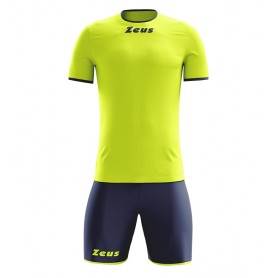 Zeus Completo Maglietta+Pantaloncino Sticker, Calcio - Art. KITSTICKER-GIFLBLU (Giallo Fluo-Blue)
