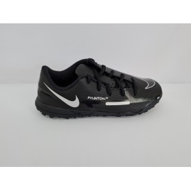 Nike Scarpette JR Phantom GT2 Club Turf, Calcetto - 007 (Black/Dark Grey/Metallic Silver)