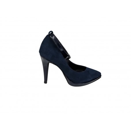 D & D Collection Décolleté con tacco e cinturino removibile, Donna (Blue)