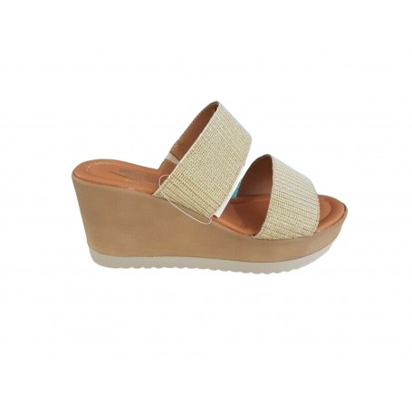 Michelle ciabatta Sole c/zeppa e Plateau, Donna - Art. 0518 (Platino)