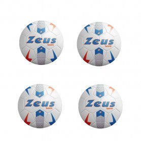 Zeus Box da n. 4 Palloni Tuono, Misura 4, Calcetto - (Bianco/Light Royal/Arancio)