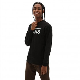 Vans T-Shirt Unisex Classic, Maniche Lunghe - Y28 (Nero/Bianco)