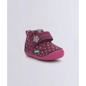 Kickers Scarponcino Infant Sabio Con Strappo e Fiore - 181 (Prune Flower)