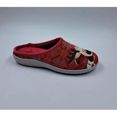Cliawalk Pantofole Natalizie In Tessile Con Stampa Renna - ROS (Rosso/Multi)