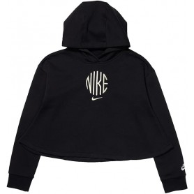 Nike Felpa Girl Con Cappuccio, Corta, Sporswear RTL - 010 (Nero)