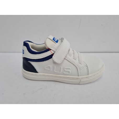 4US Sneakers Infant Con Lacci Elastici e Strappo, By Paciotti - BIA/BLU (Bianco/Blue)