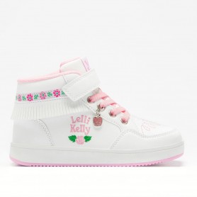 Lelli Kelly Sneaker Alta Bambina Frangetta Mix, C/Accessorio Cuore - AA01 (Bianco/Multi)