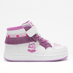 Lelli Kelly Sneaker Alta Bambina Frangetta Mix, in Ecopelle - BIPO (Bianco/Porpora)