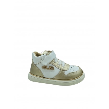 4US Sneakers Alta Infant Con Lacci Elastici e Strappo, By Paciotti - PLA (Platino)