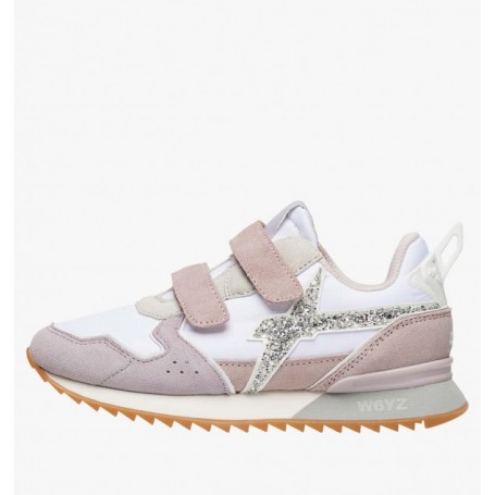 W6YZ Sneakers Bambina Jet VL-J Con Glitter In Pelle e Nylon Tecnico - 1I29 (Multi)