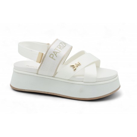 Patrizia Pepe Girl Sandali in Tessile Con Strappo - 06 (Bianco/Oro)