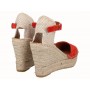 Viguera Espadrillas Alte Donna in Crosta di Pelle e Tessuto, Con Zeppa - ROS (Rosso)