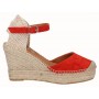 Viguera Espadrillas Alte Donna in Crosta di Pelle e Tessuto, Con Zeppa - ROS (Rosso)