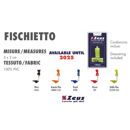 Zeus Fischietto con cordoncino, Calcio - Art. FISCHIETTO-rosso