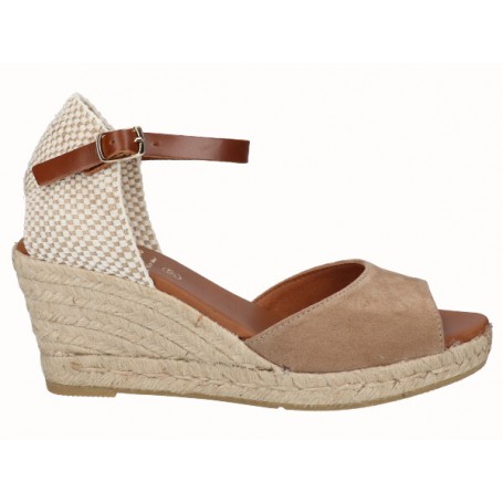 Viguera Espadrillas Donna in Pelle Scamosciata e Tessile, Con Zeppa - DES (Desert)