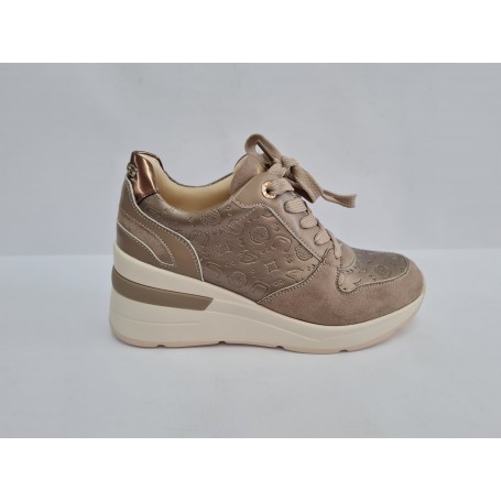 4US Scarpe Donna In Ecopelle con Zeppa By Paciotti - KHA (Khaki)