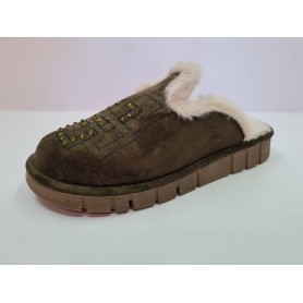 Cliawalk Ciabatte Donna in Tessuto con Risvolti In Pelliccia - VER (Verde)