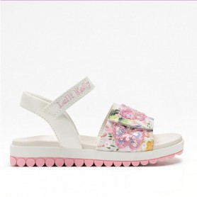 Lelli Kelly Sandali Bambina Serena In Tela Decorata C/Farfalle- BI02 (Bianco/Fantasia)