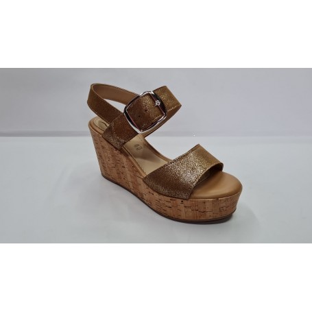 Cliawalk Sandali Donna In Ecopelle con Fibbia e Zeppa 7 Cm Circa - CAM (Camel)