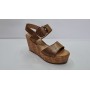 Cliawalk Sandali Donna In Ecopelle con Fibbia e Zeppa 7 Cm Circa - CAM (Camel)