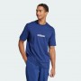 Adidas T-Shirt Uomo Essentials Linear, Single Jersey - Colore : Blue Scuro/Bianco