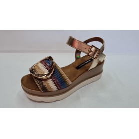GianMarcoVenturi Sandali Donna In Raffia Con Fibbia ed Accessorio - Multicolor