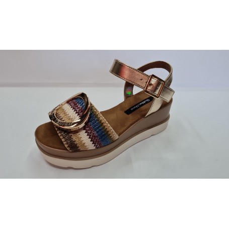GianMarcoVenturi Sandali Donna In Raffia Con Fibbia ed Accessorio - Multicolor
