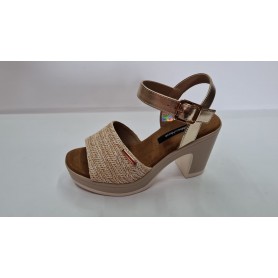 GianMarcoVenturi Sandali Donna in Raffia e Sintetico con Fibbia - BEI (Beige/Multi)