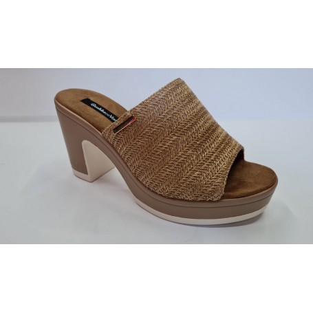GianMarcoVenturi Ciabatte Donna In Raffia Con Tacco 9 - CUO (Cuoio)