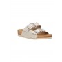 Inblu Ciabatta Donna In Rafia Metallizzata Doppia Fascia - 011 (Bianco/Argento Metallizzato)