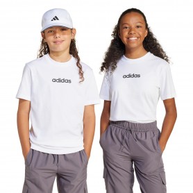 Adidas T-shirt Junior Essentials Linear a Maniche Corte - Colore : Bianco/Nero