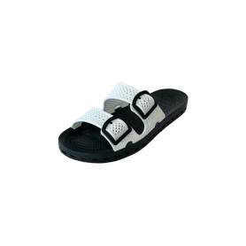 Sensi Ciabatte Unisex La Jolla Urban in PVC Con Doppia Fibbia - BIA (Bianco/Nero)