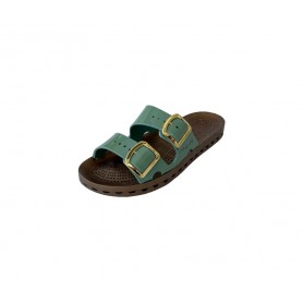 Sensi Ciabatte Donna La Jolla Prestigio In PVC Con doppia Fibbia - 350 (Salvia/Marrone)