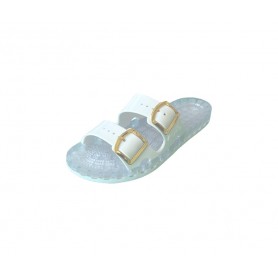 Sensi Ciabatte Unisex La Jolla Flamingo in PVC con Doppia Fibbia - 002 (Bianco)