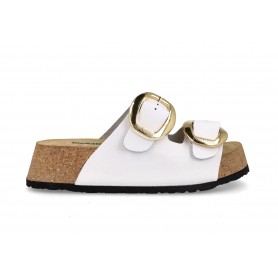Bionatura Ciabatte Donna in Pelle Liscia By Cast con Doppia Fibbia - BYBC (Bianco)