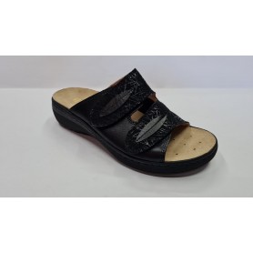 StilediVita Ciabatte Donna in Pelle ed Elasticizzato C/Plantare Estraibile - NER (Nero)