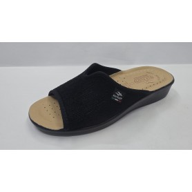 Fly Flot Ciabatta Donna Aperta In Tessuto Elasticizzato Con Zeppetta -  2003 (Nero)