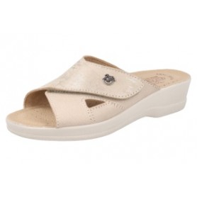 Fly Flot Ciabatte Aperte Donna in Microfibra con Zeppa e Strappo -  6009 (Beige)