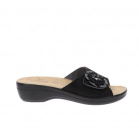 Fly Flot Ciabatte Donna In Morbida Microfibra con Fiore e Strappo - 2003 (Nero)