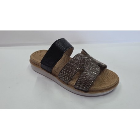 Inblu Ciabatte donna Dual Density con Strappo, Effetto Corda - 014 (Nero)