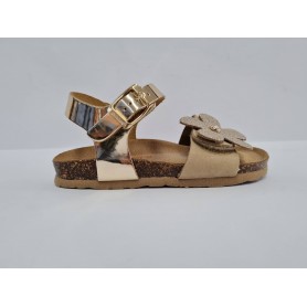 Bionatura Sandali Bambina in Pelle Con Fiore Glitterato - LXPL (Platino)