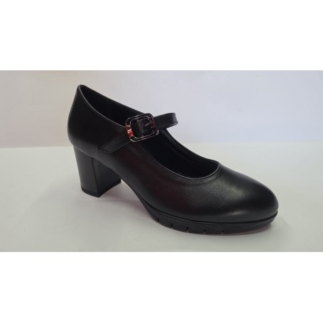 StilediVita Scarpe Donna In Ecopelle, Cinturino Con Fibbia e Tacco - NER (Nero)