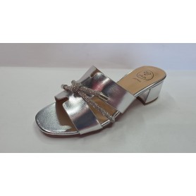 Galia Ciabatte Donna in Ecopelle con Accessorio - SIL (Silver)