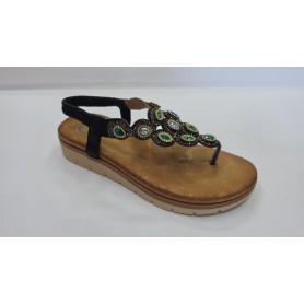 Galia Sandali/Infradito Donna in Ecopelle ed Elastico Con Accessori - NER (Nero)