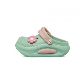De Fonseca Ciabatte/Clogs Donna Con Fiore e Cinturino Posteriore Movibile -VER (Verde/Rosa)  