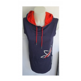 Adidas Vestito Smanicato Donna Country Dress C/Cappuccio - Colore : Marine/Multi