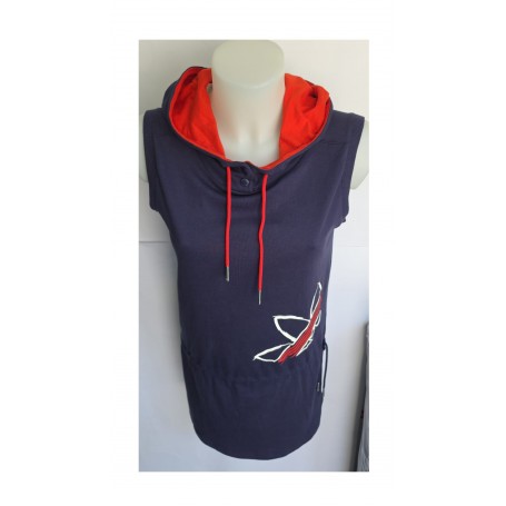 Adidas Vestito Smanicato Donna Country Dress C/Cappuccio - Colore : Marine/Multi