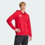 Adidas Felpa C/Cappuccio Uomo Entrada 26, Zip Integrale - Colore : Rosso/Bianco